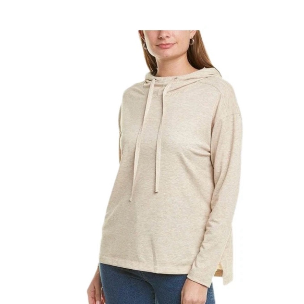 Max Studio Beige French Terry Hi Low Hem Sweatshirt Hoodie Size Medium‎